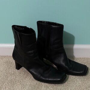 Black Leather Ankle Boots